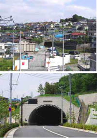 住宅地内を通る「つつじヶ丘トンネル」